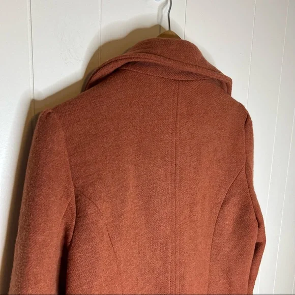 ICHI Coat Jacket Rust Pumpkin color Sz 38 Zíper Wool - Picture 4 of 9